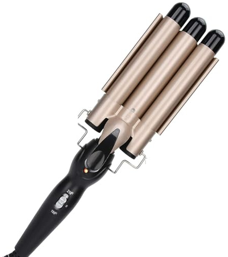 Hair Curler Wand Fast Heating Anti-scalding Hair Waver Crimper,Adjustable Temperature, 3 Barrel Curling Iron Rollers Styling Tools(22mm)