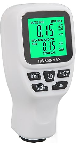 POENVFPO Misuratore di Spessore della Vernice, Misuratore di Spessore del Rivestimento Digitale 0-2000um per Vernice Automobilistica in Metallo, Corpo in ABS con Registrazione Dati, Misurazione