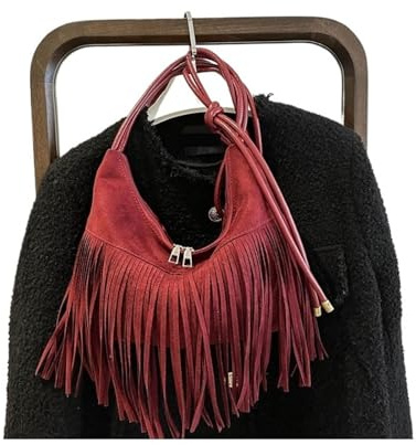 ITRHJTGP Fring-väska axelväska med tofs, crossbody-väska, mode för att gå till jobbet, Nät, Talla única