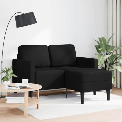 Mazoravella 2-Sitzer-Sofa mit Chaiselongue L-förmig Schwarz Kunstleder 125 cm modernes Ecksofa mit Relaxfunktion und ausziehbar als Gästebett für Wohnzimmer und Büro Lounge gemütlich
