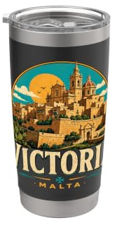 Vintage Victoria Malta Reise-Souvenir Wahrzeichen Geschenk Doppelwandiger Edelstahl-Thermobecher