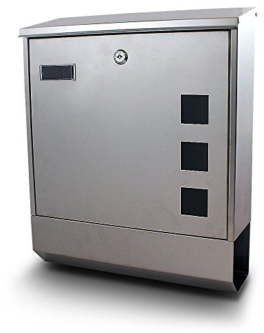 Bituxx Edelstahl Wandbriefkasten Briefkasten Postkasten Mailbox Letterbox mit Zeitungsrolle Eckig mit Namenschild
