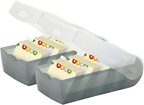 HAN 998 Karteibox CROCO A8, Polypropylen (PP), 500 Stück, A8 quer, 97 x 67 x 191 mm (grau, 2 Stück)