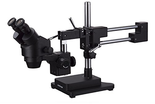 AmScope SM-4BZ-B Binokulares Stereo Zoom Mikroskop mit Schwarzem Doppelarm-Ausleger, 3.5X-90X, Schwarz