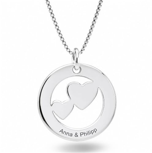 Kristallwerk Personalisierte Kette Damenkette mit Gravur 925 Silber - Namenskette personalisiert für die Freundin Ehefrau Mutter oder Tochter