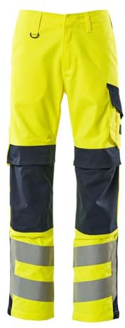Mascot 13879-216-17010 Multisafe Arbon Hose mit Knietaschen, Multischutz, Hi-Vis, Gelb/Schwarzblau, 90C52 Größe