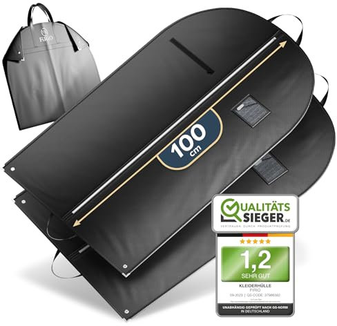 FiRiO® 2 x Premium Kleidersack - BIS 50% DICKERES MATERIAL - Faltbare Kleidersack Reisetasche - Business Anzugtasche - Atmungsaktive Kleiderhülle für Reise & Aufbewahrung - Kleidersäcke 100x60cm