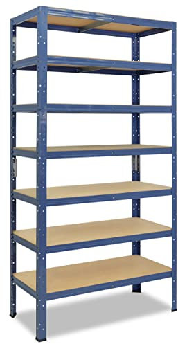 shelfplaza® 230x120x45cm HOME Schwerlastregal blau/Metallregal mit 7 Böden/Kellerregal Metall, Garagenregal, Werkstattregal oder Regal Lagerregal/Steckregal Metall mit 125kg Tragkraft