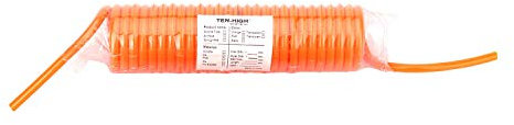 TEN-HIGH 5m flexible einziehbare PU Federrohr 5mm ID x 8mm AD Spiralschlauch Orange für automatisierte Montage, pneumatisches Werkzeug usw.