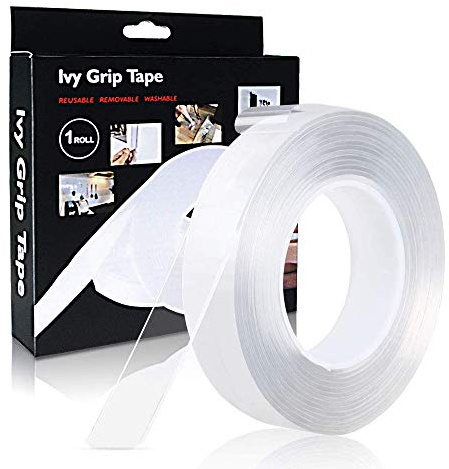 Multipurpose Nano Grip Tape - 1.58 in x 9.8 ft, Removable Traceless Washable Clear Double Sided Mounting Sticky Adhesive Tape for Home/Office/Car/Paste Photos/Christmas Decor, Fix Carpet Mats (3M)