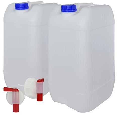 Bidón Garrafa con Grifo 25 litros. Apta para uso alimentario. Homologación para transporte. (2 Unidades)