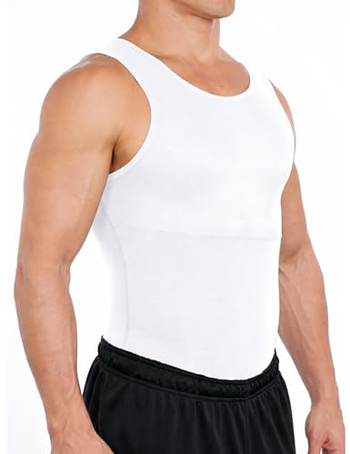 Esteem Apparel Neues Männer Brust Kompression Shirt Abnehmen Body Shaper Unterhemd zu verbergen von Gynäkomastie (weiß, 3XL)