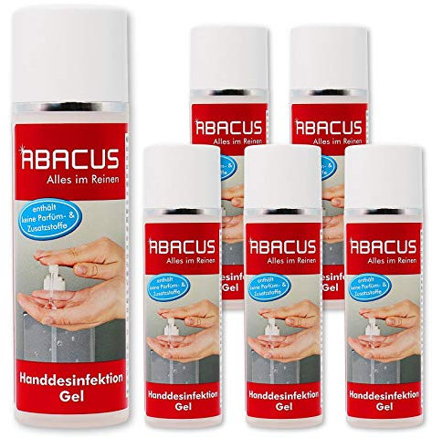 ABACUS® Handdesinfektion Gel, Desinfektionsgel, Handdesinfektion, Desinfektion, Desinfektiongel, Gel in Spenderflasche, Schnelldesinfektion – Handdesinfektion Gel 6x 50 ml (7546)