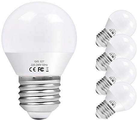 Vicloon 5er-Pack E27 LED Lampe G45, E27 LED Birne 6W ersetzt 40W Glühlampen, 580 Lumen, 6500K Kaltweiß, AC 220V-240V, Nicht Dimmbar E27 Energiesparlampe, 270° Strahlwinkel LED Globe Leuchtmittel