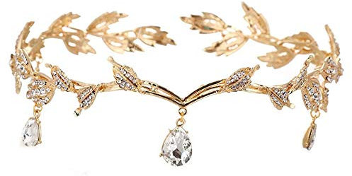 Hochzeit Kristall Kopfschmuck, Strass Blatt Hochzeit Krone Stirnband, Strass Crystal Bridal Tiara für Hochzeit Abschlussball Geburtstag, Hair Pin Hochzeitsparty