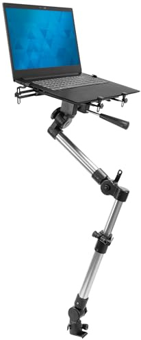 Mount-It! Car Laptop Mount, No-Drill Vehicle Laptop Stand for Vehicle & Truck, Full Motion Computer Holder for Cars Vans SUVs, Adjustable Height 14–22.25”, Fits Notebooks Up to 17” with Cooling Tray