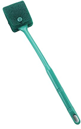 1 Pack Aquarium Algae Scraper Sponge Brush Cleaning Scrubber 15 Inch Fish Tank Cleaning Double Sided Sponge Brush for Acrylic Glass Aquariums (Green)