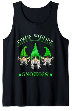 Biker St. Patricks day Biker Gnomes Garden gnome Friends Tank Top