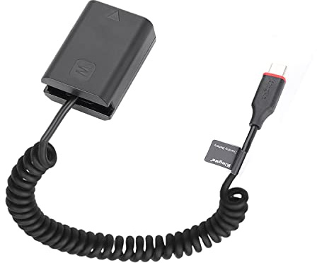 King Ma NP-FW50 Dummy Battery Decoded NP-FW50 Battery Replacement with Type-C PD/QC Spring Power Adapter Cable Compatible with Sony A7 A7M2 A7R2 A7S2 A6000 A6300 A6500 A5000 A5100 Cameras