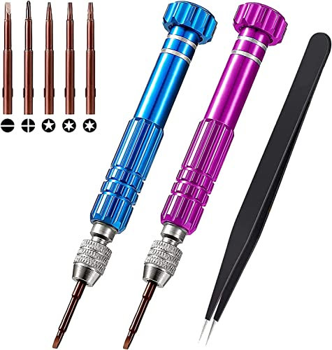 Glasses Repair Screwdriver Set Precision Small Screw Driver Multifunctional Repair Drivers Tool Kit with Tweezers for Sunglass Watch Clock Spectacle Electronics Phone Camera Jewelry,3PCS