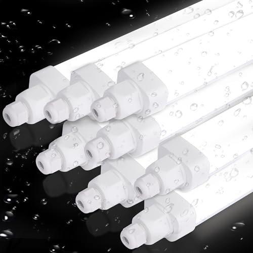 Allesin Premium 120lm/w, 8er Pack Feuchtraumleuchte LED 150CM, 45W 5400LM Led Röhre, Kaltweiß Reihenschaltung Kellerlampe IP65 Wasserfest Werkstattlampe Leuchtstoffröhre Leuchte
