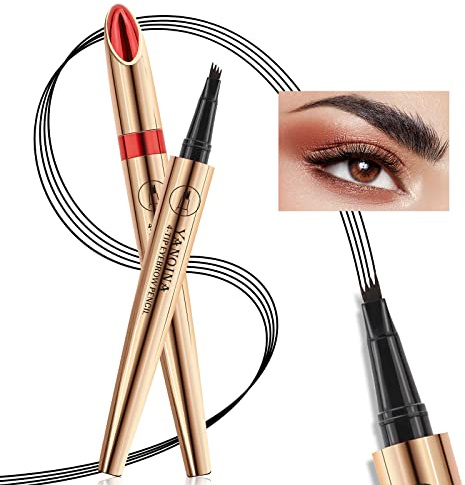 Augenbrauen-Stift-Wasserfester Microblading Augenbrauenstift mit einem Micro Fork Tip Applikator Flüssiger Eyebrow Pen für Natürlich Aussehende Augenbrauen(04 Schwarz)