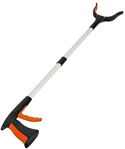 Reacher Grabber Tool, raccogli lettiera pieghevole da 32 Ausilio per raggiungere leggero in alluminio con pinza rotante in gomma, estensore a braccio lungo per anziani, pinza da giardino (arancione)
