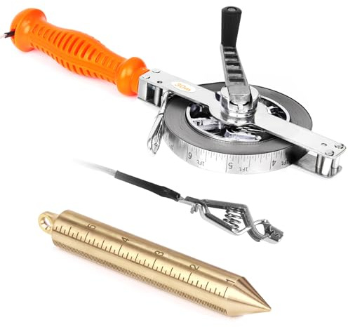 Cekegon Oil Gauging Tape, Sounding Tape Measure with 560g/20oz Brass Plumb bob, Explosion-Proof Oil Tank Gauging Tapes-30M/98Ft