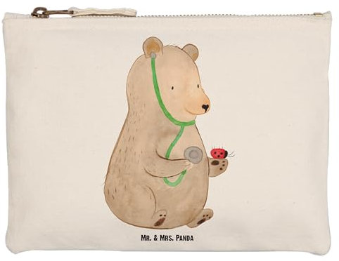 Mr. & Mrs. Panda Kosmetiktasche Bär Arzt Größe M - Geschenk, Teddy, Kulturbeutel, Ärztin, Etui, kosmetiktäschchen, Doktor, Doktorin, Kosmetikbeutel, Professor, Schlampermäppchen