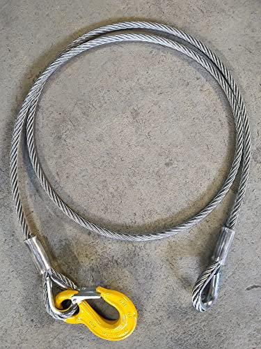 ALFA LOGISTIK® Stahlseil mit Haken (8mm – 16mm), Drahtseil mit Haken, Seil mit Kauschen, Anschlagseil, Forstseil (1m-30m) (12mm 25m)