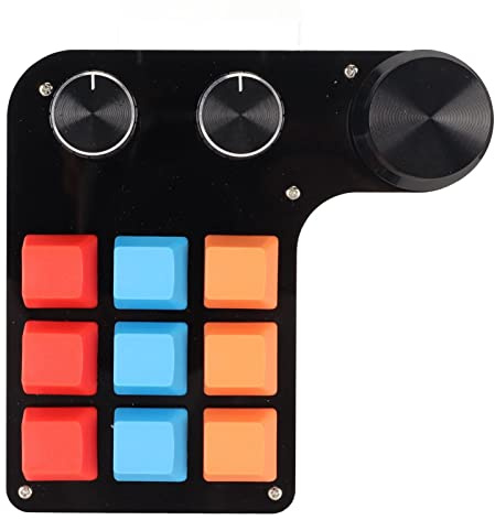 Tastiera da Gioco a una Mano con 9 Tasti e 3 Manopole, Mini Tastiera a 3 Tasti Tastiera da Gioco a Colori Personalizzabile Meccanica Programmabile, con una Sola Mano per Giochi da