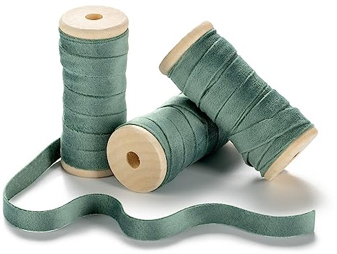 CHUQING Samtband Geschenkband Schleifenband Samt Dekoband Grün | Weiches Samtband als Geschenkband und Dekoband für Schleifen, Basteln, Hochzeit, Geburtstag und Verpackungen Weihnachten