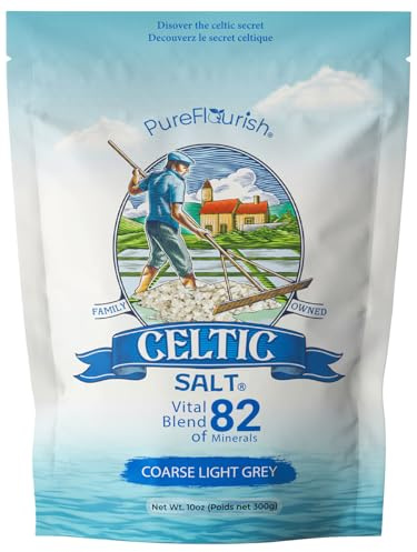 Pure Flourish Celtic Sea Salt - 300g | 100% Unrefined Celtic Salt | Rich in Essential Minerals | Hand Harvested Light Grey Celtic Salt Crystals from France