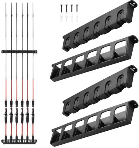 2 Paar Angelrutenhalter Wand, Angelruten Angelrutenstände Rutenständer Rutenständer Rutenhalter Wandhalterung Zur Wandmontage, Vertikale Angelrutenhalter Aufbewahrung Von 12 Ruten