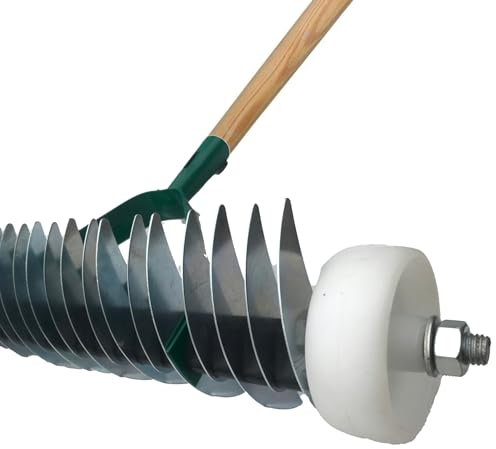 Lawn Aerator Scarifier with Handle, Effective Manual Lawn Grass Soil Aeration and Scarification for Lawn Care & Maintenance, Hand Dethatching Rake, Moss Removal Garden Tool (Rolling)