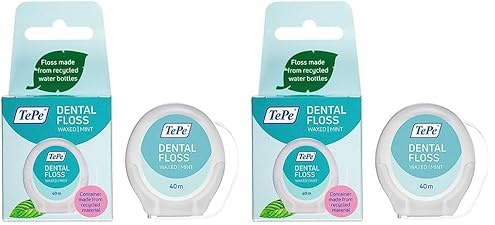 TePe Fil Dentaire, fil dentaire sans PFAS, plusieurs brins pour un nettoyage doux et efficace entre les dents, pour les espaces étroits à larges. (Lot de 2)