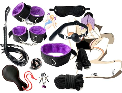 KaMieeg [10 Pezzi Set di Accessori Cosplay in Nylon Felpato Viola, Set di Attrezzi Sportivi Regolabili, Fascia Elastica Morbida per La Pratica dello Yoga, Regalo Originale-K2