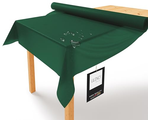 LILENO HOME Tischdeckenrolle 1,10 x 25 m - Tischdecke Grün aus Vlies - Stoffähnlich, abwaschbare Tischdecke als Rolle, Meterware Tischtuchrolle - Einweg Papiertischdecke Rolle Alternative