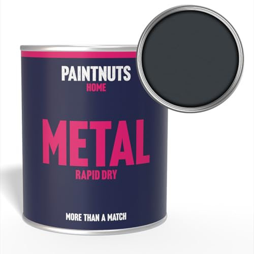 Paintnuts Grey Rapid Dry Metal Paint - Quick Drying, Versatile Finish – Ideal for Railings, Gates, Metal Furniture, Trailers, Garage Doors, Light Fixtures and More - 250ml - Satin