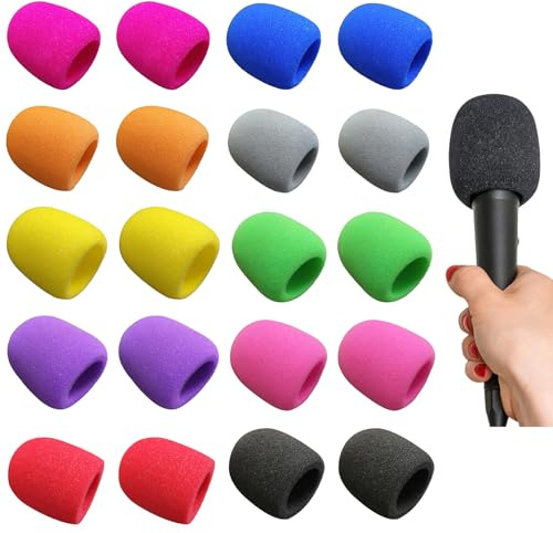 PMELCXD Bunte Mikrofonabdeckung, Premium Popschutz Mikrofon – 20er-Set Windschutz Schaumstoff, Kompatibel mit Shure Mikrofon – Praktische Mikrofon Schutz für Klarere Aufnahmen