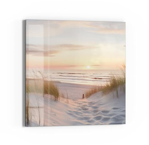 DEQORI Glas-Magnettafel | 30x30 cm cm groß | Motiv Abendruhe am Strand | Memo-Board aus Glas | Magnetboard inkl. Magnete, Stift & Tuch für Küche & Büro | Tafel magnetisch & beschreibbar