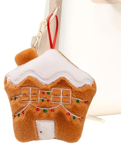 Colgante de Bolsa de Peluche para Navidad, Adorno de árbol de Figura de Peluche - Adorno Colgante con Forma de casa de Corona de árbol de Navidad,Decoración de Temporada para Interiores y exteri