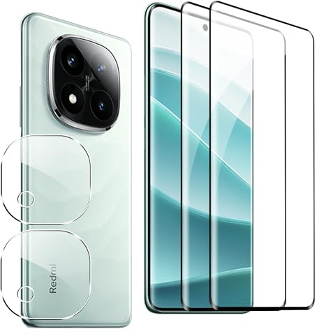 FDHYFGDY 2+2 Piezas Protector de Pantalla para Xiaomi Redmi Note 14 Pro Plus 5G Cristal Templado, Protector de cámara y película Protectora de Vidrio, Dureza 9H, Pantalla HD antiburbujas