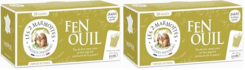 Les 2 Marmottes - Infusion Fenouil 30 sachets - Bien-être et digestion - Made In France - Sans arômes ajoutés - 60g (Lot de 2)