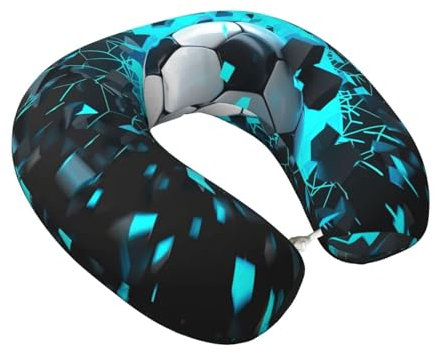 Mexpekil Travel Pillow 3D Football Print Neck Pillow for Travel Airplane Car Office Neck Support Memory Foam Pillow