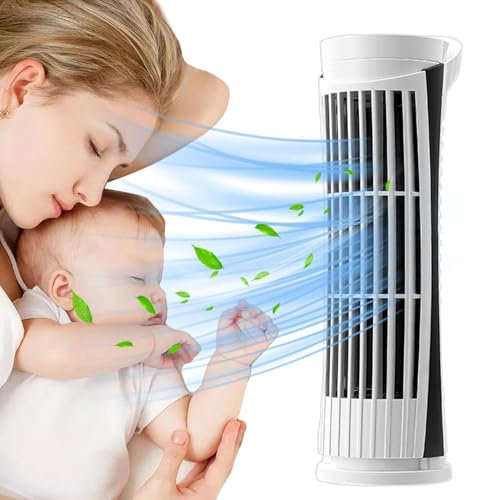 Ahuuen Ventilatore a torre da tavolo, Ventilatore da scrivania a torre, Ventola di raffreddamento regolabile, Ventilatore a torre da 10 pollici per camera da letto, soggiorno, ventilatore da pavimento