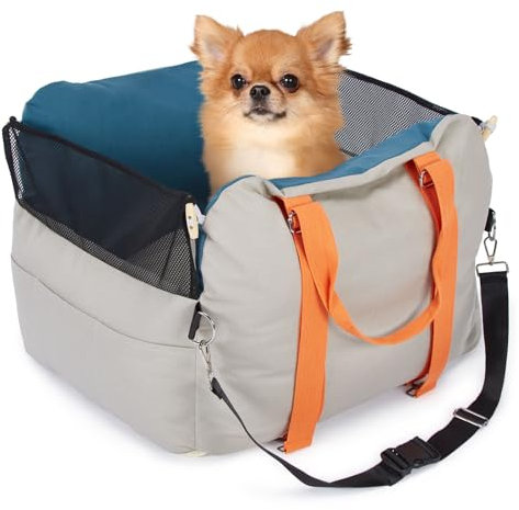 Ownpets Hunde Autositz für kleine bis mittlere Hunde, Waschbarer Hundesitz Auto, Hundebett Auto, Erhöhtes Design, Sicherheitsgurt, wasserabweisend und Kratzfest, für Rückbank Vordersitz im Autos