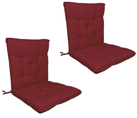 IlGruppone Set Cuscini Sedia con Schienale Imbottiti con Laccetti Banda Elastica per Fissaggio Prodotto Italiano Sedie Poltrone Sdraio Reclinabili Cucina Giardino 40 x 80 Cm - Bordeaux - 2 Pezzi