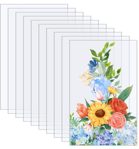 10 Pezzi Foglio Acrilico Trasparente, 15 x 10cm, Lastre Plexiglass 1mm, Pannello Metacrilato per Decorazioni, Cornice per Pittura