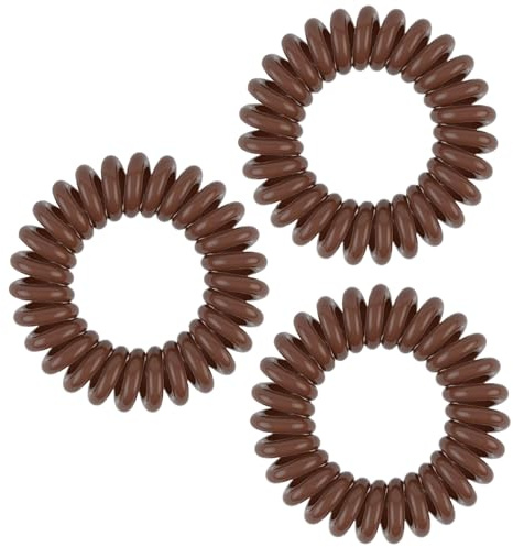 POWER Hair Ties, Pretzel Brown, 3 Pack - Extra Strong Grip, Waterproof, Traceless - Perfect for Sports, Suitable for All Hair Types